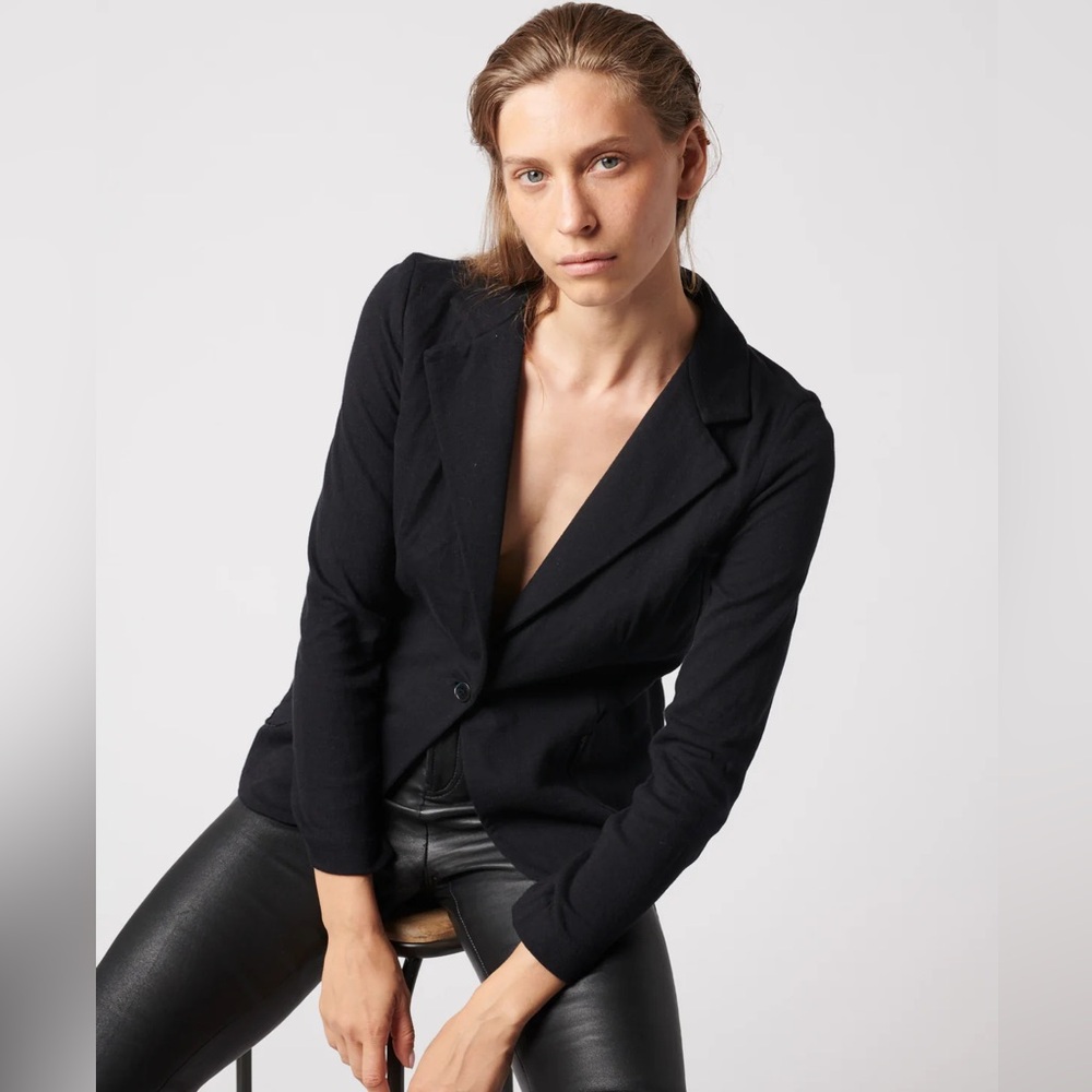 Cotton Cashmere One Button Blazer in Grey